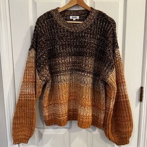 525 America x Revolve Chunky Ombré Knit Sweater Brown Tan Oversized NWOT Large